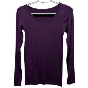 EUC, Elietian Women’s Sz XS Purple Reversible Boat Neck Long Sleeve Tee, V606